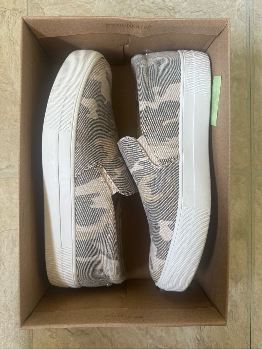 Steve Madden Slip-On Sneakers in Beige and Gray Camo - Picture 4 of 8